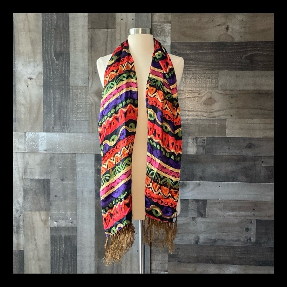 Rainbow evil eye satin scarf vacation party resortwear old money festival boho
